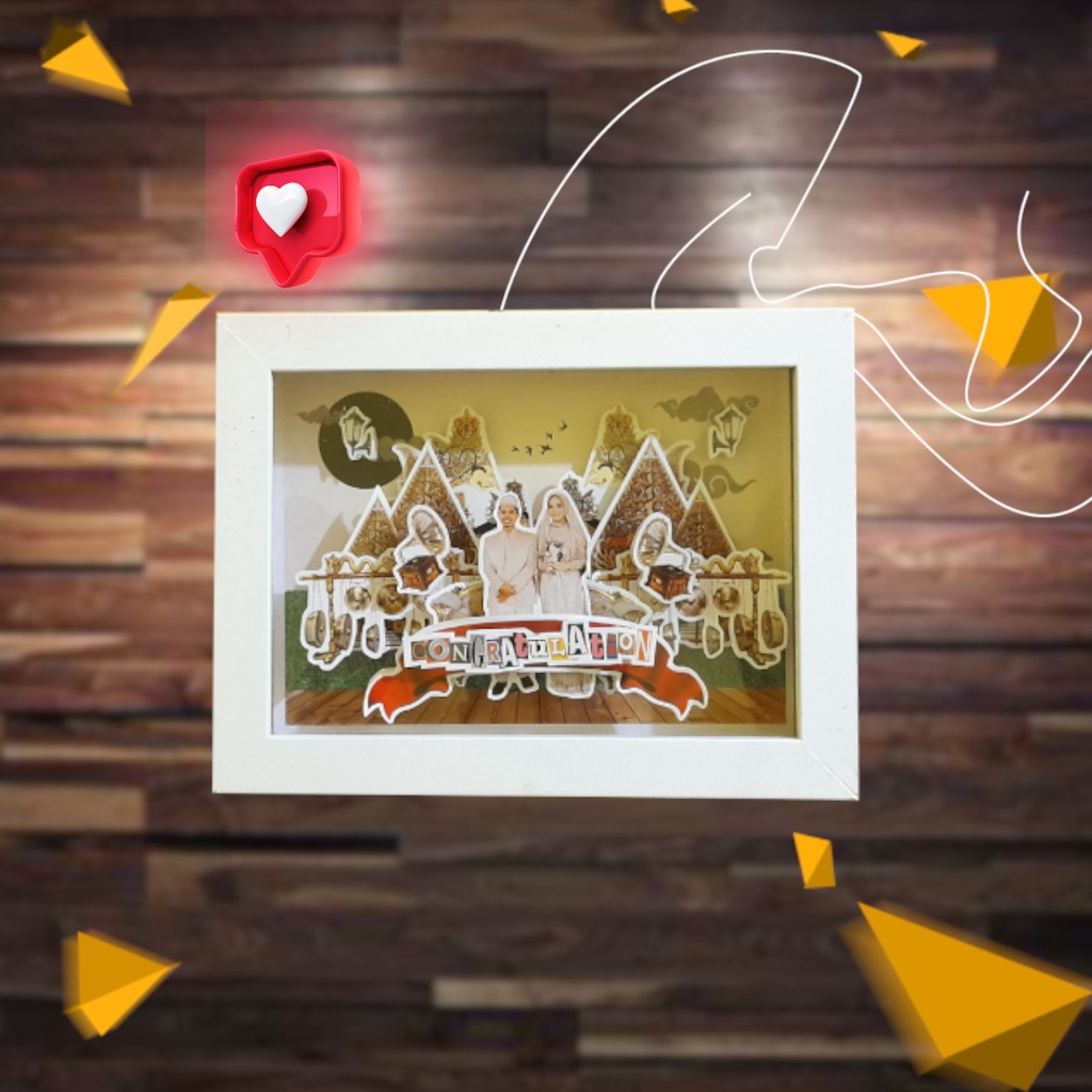 POP UP KADO WEDDING PERNIKAHAN FRAME 3D 20X15CM