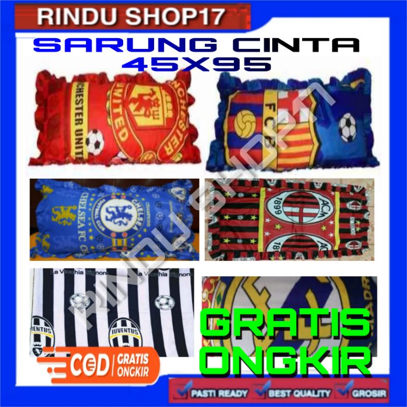 (RS)SARUNG BANTAL CINTA MOTIF CLUB BOLA SARUNG BANTAL CINTA JUMBO