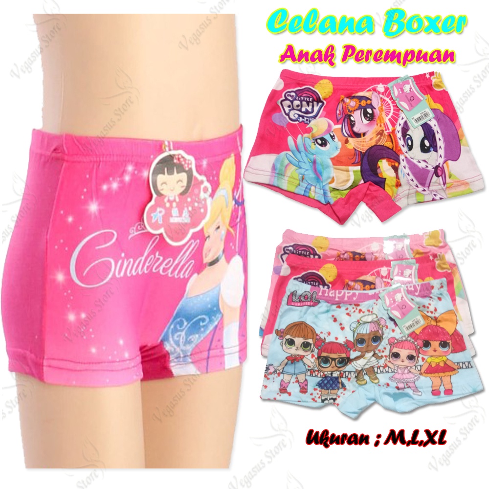 PROMO 3 Pcs CELANA DALAM BOXER ANAK PEREMPUAN BAHAN HALUS / FASHION ANAK PEREMPUAN / PAKAIAN DALAM KARTUN / CELANA DALAM MOTIF FROZEN MOTIF KUDA PONY MOTIF RANDOM-Vegasus Store (COD)