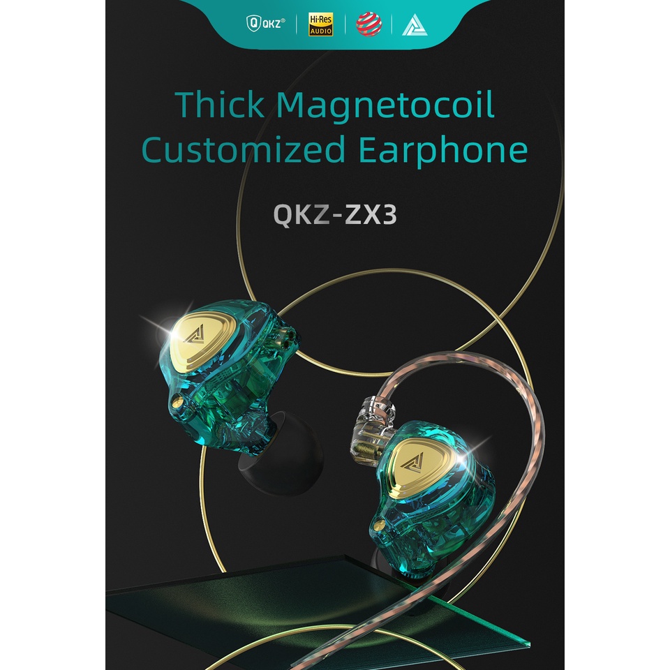 Qkz ZX3 EDS Earphone In Ear Dinamis HIFI DJ Peredam Bising Bahan Metal Untuk Olahraga ZEX ZSN EDX PRO