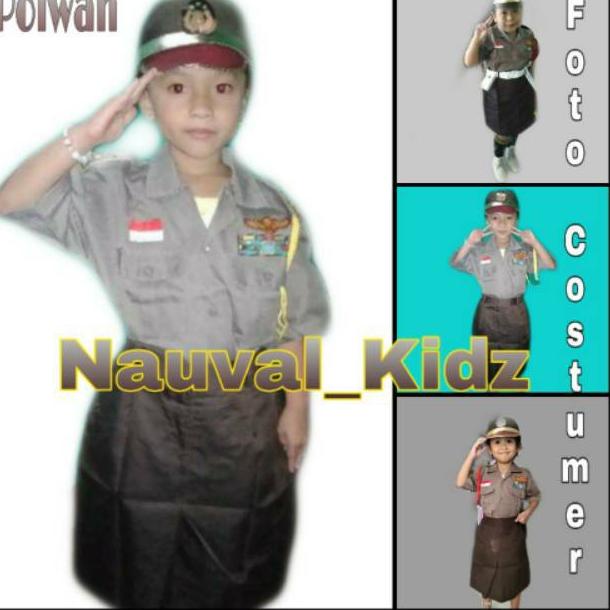 Baju Profesi Polisi Anak Putri/Kostum Seragam polwan  / polisi cewek u/anak paud,tk,sd {CYP.18Oc22e}