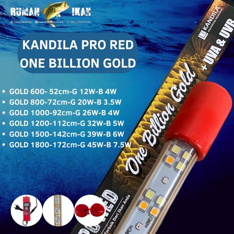 LAMPU LED KANDILA PRO RED VIEW ONE BILLION GOLD 1500 1800 AQUARIUM IKAN AROWANA / ARWANA / KOKI / DL