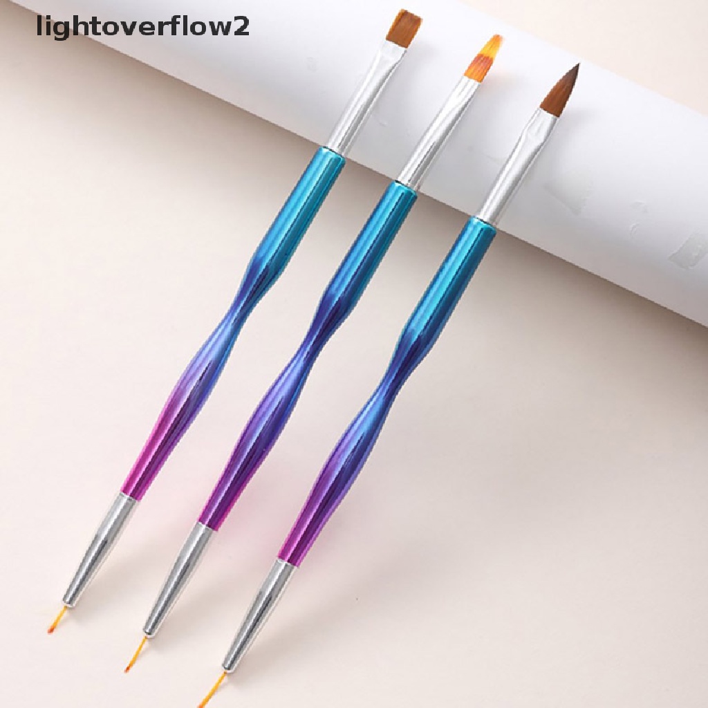 (lightoverflow2) 3pcs / Set Brush Nail Art Ultra Tipis Untuk Aplikasi Kutek 3D (ID)