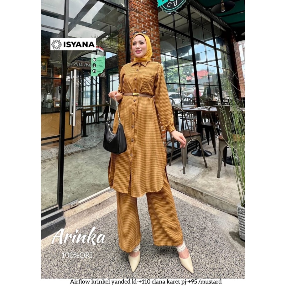 arinka set stelan setelan 1set tunik tunic pakaian baju kulot celana clana polos 110 xxl big size bu