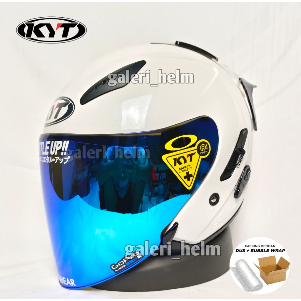 PAKET GANTENG HELM KYT GALAXY FLAT R SOLID WHITE|PUTIH KYT GALAXI