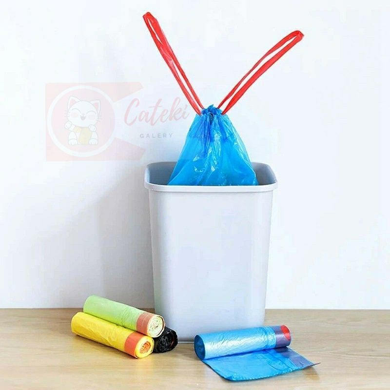 [CTK] PROMO MURAH Kantong Sampah Roll Dengan Tali 45 x 50 cm Isi 15 Lembar Plastik Kresek Sampah Gulung