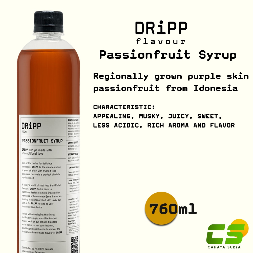 

Dripp Sirup / Syrup - Passionfruit Syrup 760 ml (Sirup Buah Markisa)