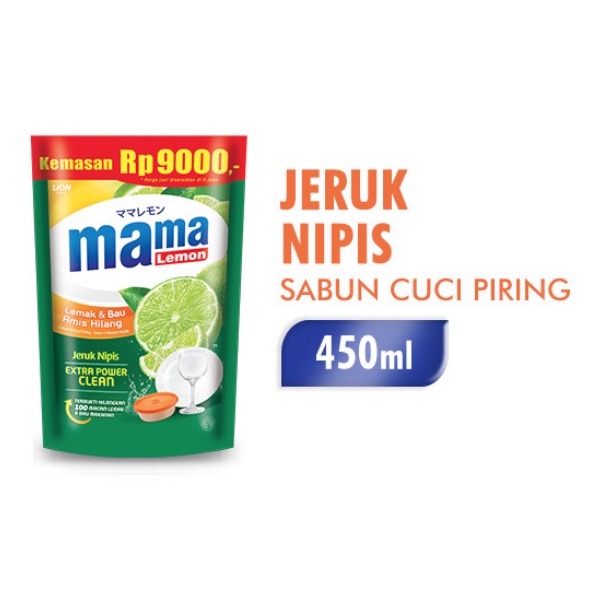MAMA LEMON POUCH SABUN CUCI PIRING JERUK NIPIS LEMON MINT 450 ML