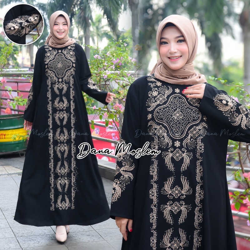 Gamis abaya turkey wolpeach jumbo bordir mewah