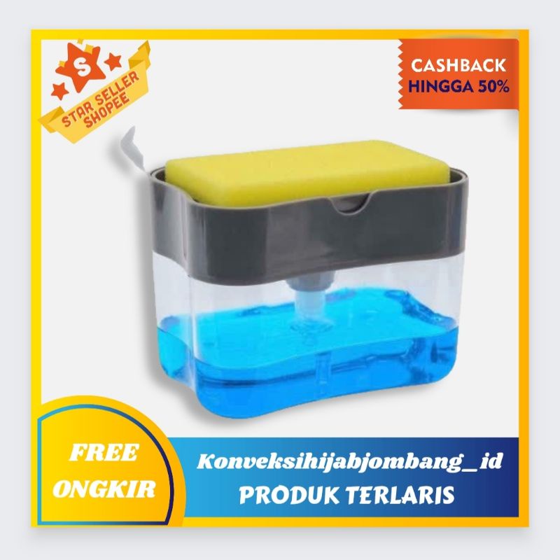 Dispenser Sabun Cuci Piring + Spon Pink Tempat Sabun Cuci Piring Wadah Spon Cuci Piring