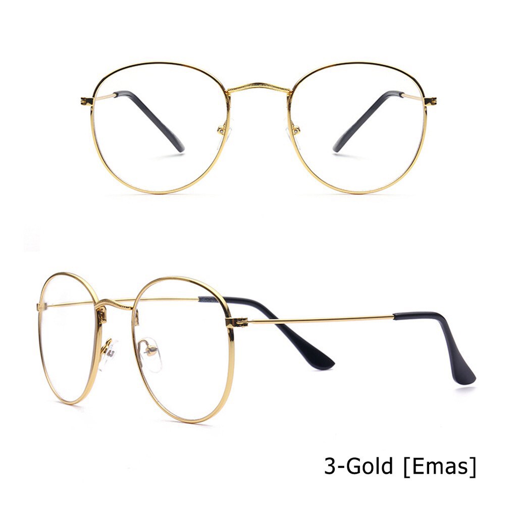 Kacamata Wanita Lensa Rangka Transparan Retro Vintage Metal Frame Eyeglasses/Kacamata Vintage