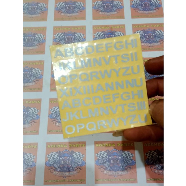 STICKER CUTTING HURUP ABJAD  WARNA PUTIH NYALA 7CMX10CM