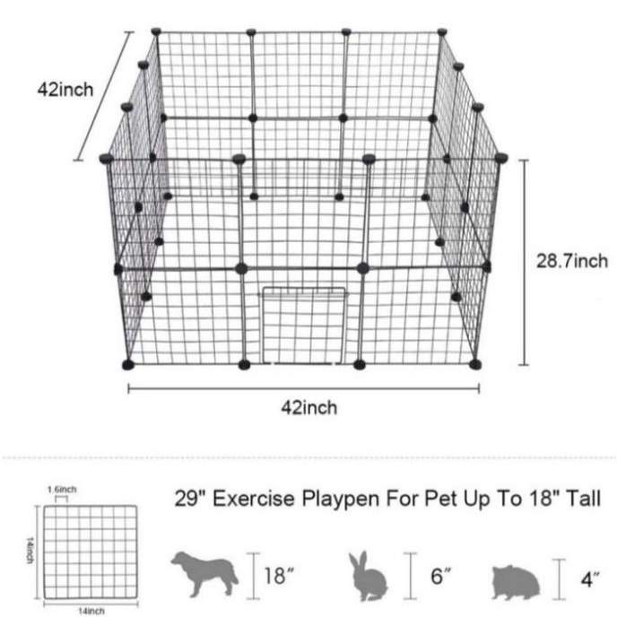 Baru Kandang pagar besi DIY dengan pintu untuk anjing/ kucing - 24 panel