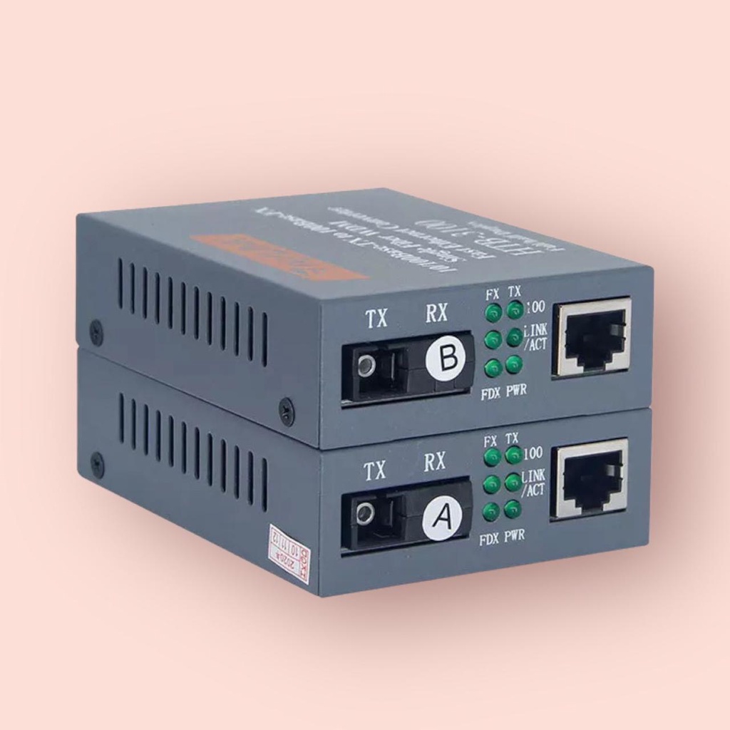 HTB-3100 Media Konverter Fiber Optik Single Mode dengan 5V 2A EU adaptor PREMIUM SUPER