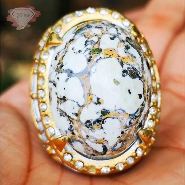 Cincin Batu Akik Pirus Putih Sulawesi Size jumbo