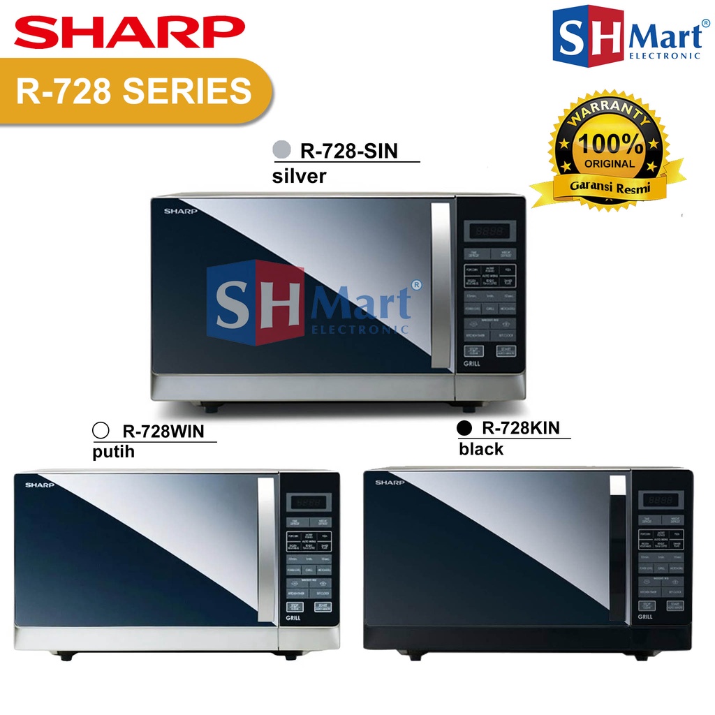 MICROWAVE SHARP R-728 IN / R728 S/W/B GRILL 25 LITER GARANSI RESMI