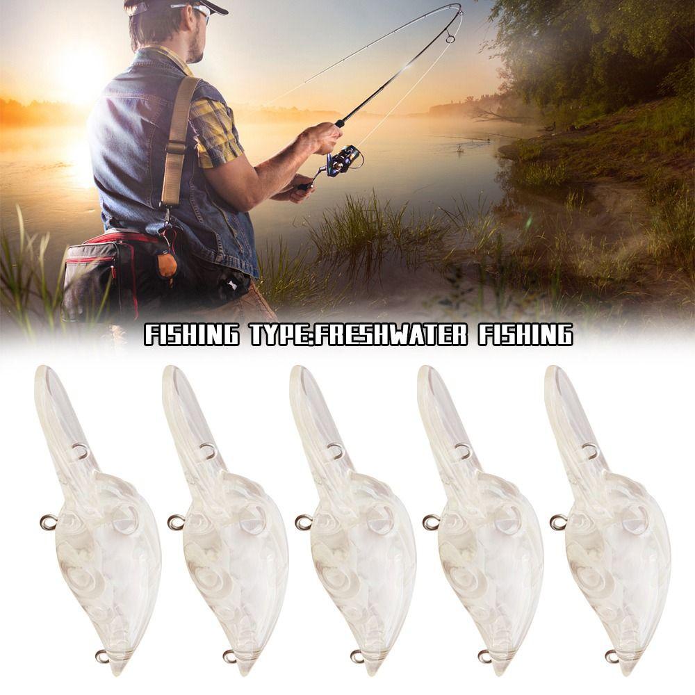 Preva 5pcs Umpan Embrio Body Artificial Lifelike Eyes Transparan Treble Hooks Crankbait