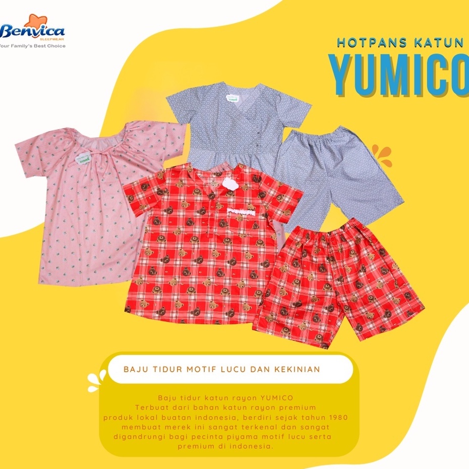 BAJU TIDUR DEWASA SETELAN CELANA PENDEK KATUN PREMIUM YUMICO ALL SIZE