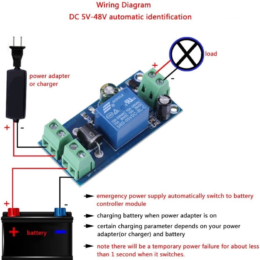 Modul UPS DC 12V - 48V Emergency Power OFF Auto Switch Battery Control