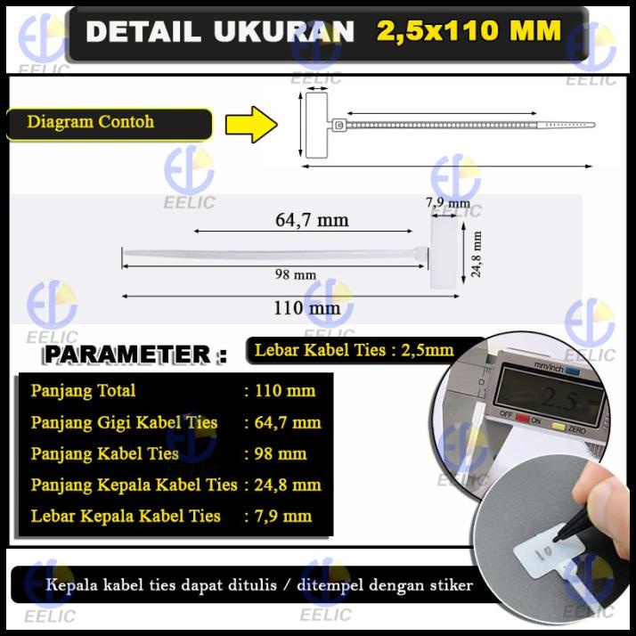 

Eelic Kat-M2.5X110 Isi 50 Pcs Kabel Ties Label Marker Tag Pengikat Pen