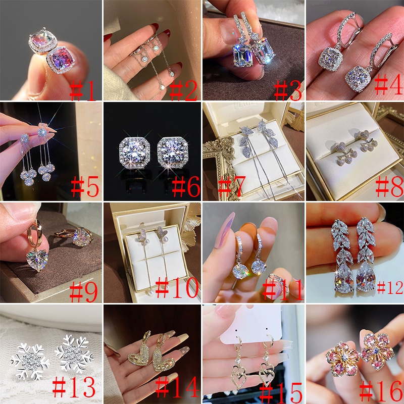 Anting Tusuk Silver 925 Wanita Desain Daun Rumbai Hias Berlian Gaya Korea Untuk Hadiah