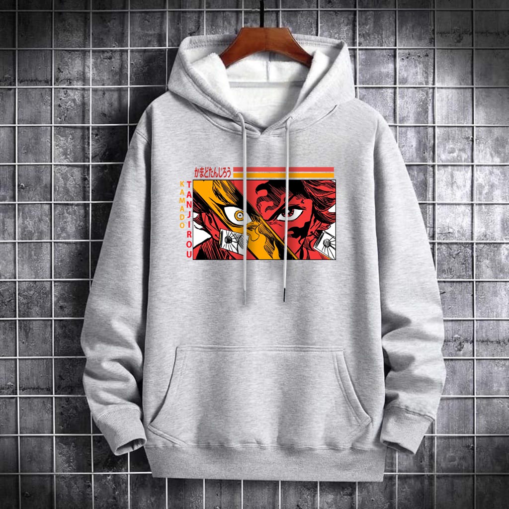 INDOSAN-HOODIE ANIME TANJIROU-HOODIE DISTRO BAHAN FLEECE MOTIF GAMBAR DTF PRINTING-REAL PICT-BISA COD