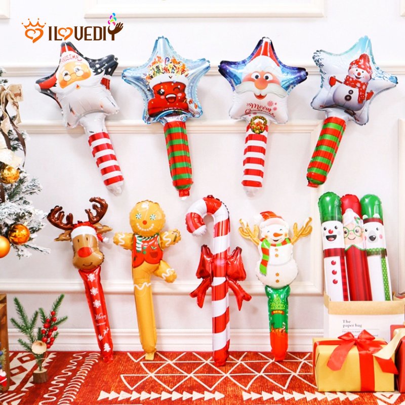 Balon Foil Bentuk Gingerbread Man Snowman Santa Claus Elk Untuk Dekorasi Pesta Natal