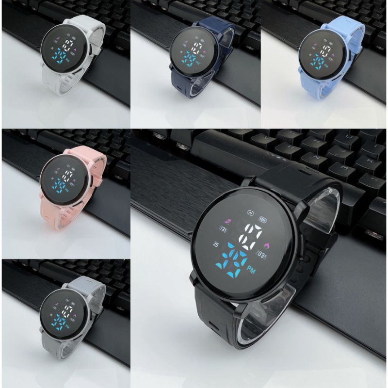 JAM TANGAN WANITA / PRIA DIGITAL RUBBER BULAT LED WATCH  GROSIR