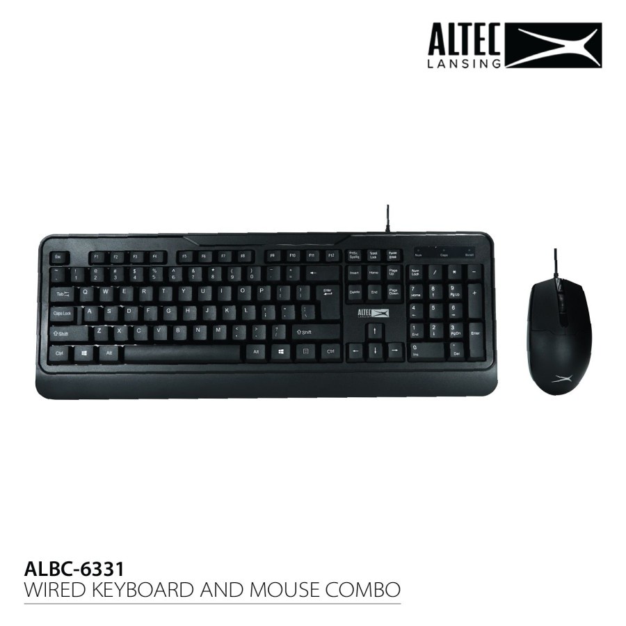 Mouse keyboard altec lansing wired usb membrane 104 key full size optical 3d 1200dpi silent albc6331 albc-6331
