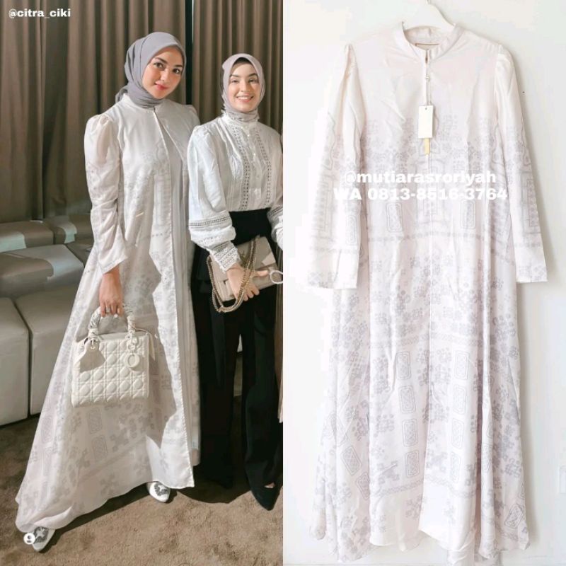 READY STOCK Mashrabiya Outer Linen M White Wearing Klamby Wearingklamby