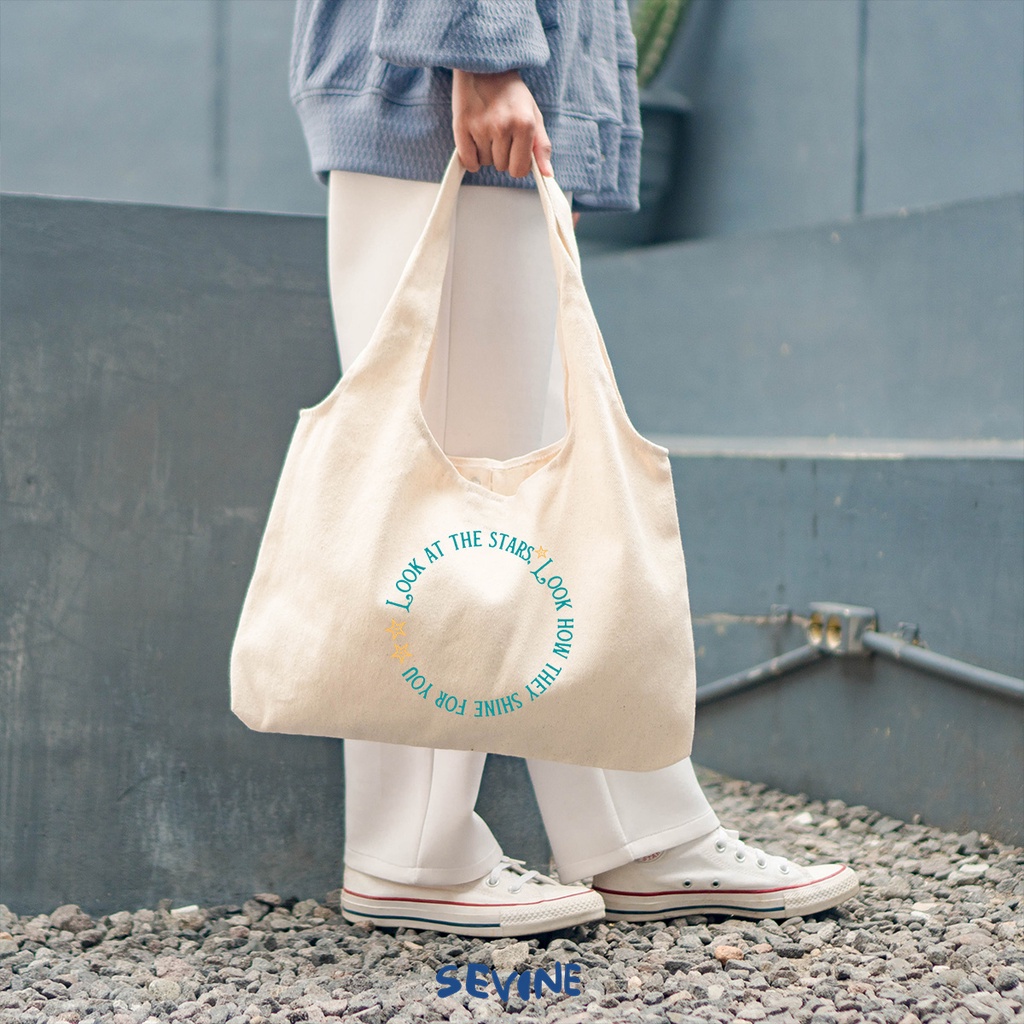 Sevine Tote Bag Kanvas Bonnie Tas Wanita Kuliah Fashion Laptop Totebag Quotes Motivation Aesthetic Vintage Pastel Retro - MC