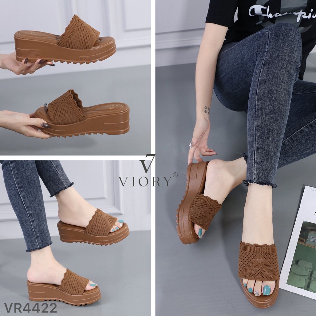 VIORY Sandal Wanita Wedges Shoes Kulit #VR4422 ORIGINAL