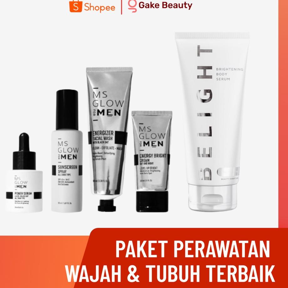 READY ✅Ms Glow Men Paket Lengkap X Belight Brightening Body Serum Mencerahkan Wajah dan Kulit Hasil 
