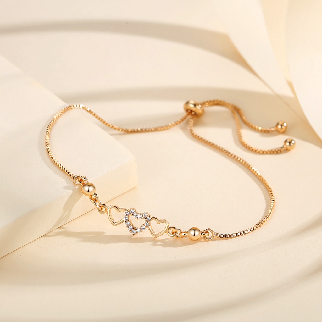 Y729 Gelang Titanium Gelang Korea Hati Berlian Aksesoris Wanita 18K Gelang Anti Karat Wanita