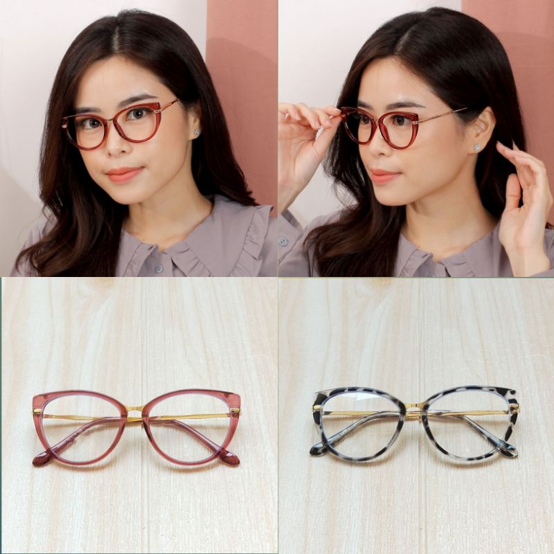 KACAMATA MINUS | LENSA PHOTOCROMIC | LENSA ANTI RADIASI | KACAMATA CAT EYE 96602
