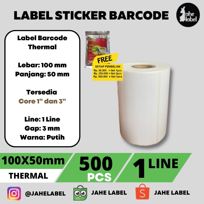 

Code594 Label Stiker Thermal Barcode 100X50 Mm 10X5 Cm Label Thermal 500 Pcs
