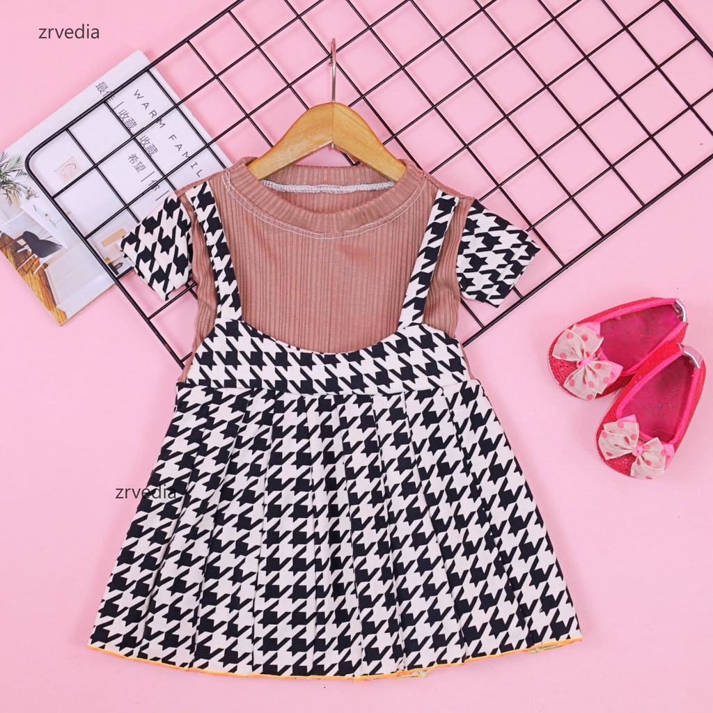 Dress Nagita uk Bayi 3-12 Bulan / Dres Baby Perempuan Baju Anak Murah Lengan Pendek Motif Adem