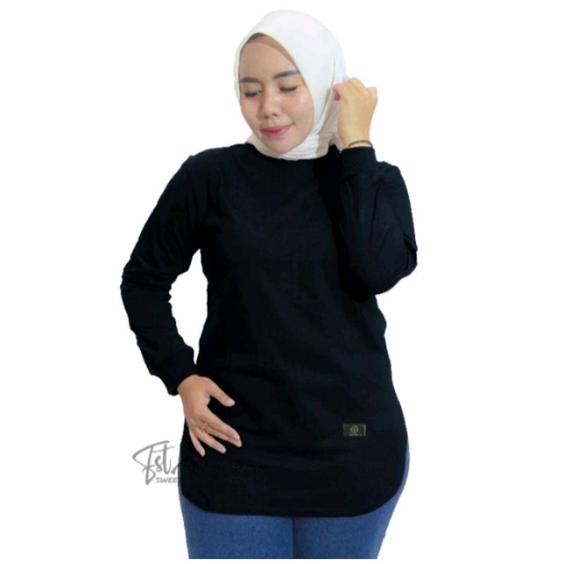 Baju Kaos Wanita Lengan Panjang Dinary Warna Hitam / Atasan Wanita / Kaos Wanita / Atasan Wanita Ter