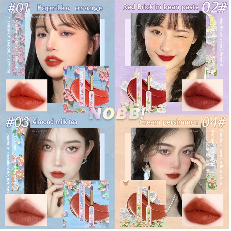 [Anissa Beauty Shop] [BPOM] 100 % Original NOBB！Oil Painting Velvet Air Lipstick Matte Lasting Moisturizing Small Square Tube Lip Cream Long Lasting