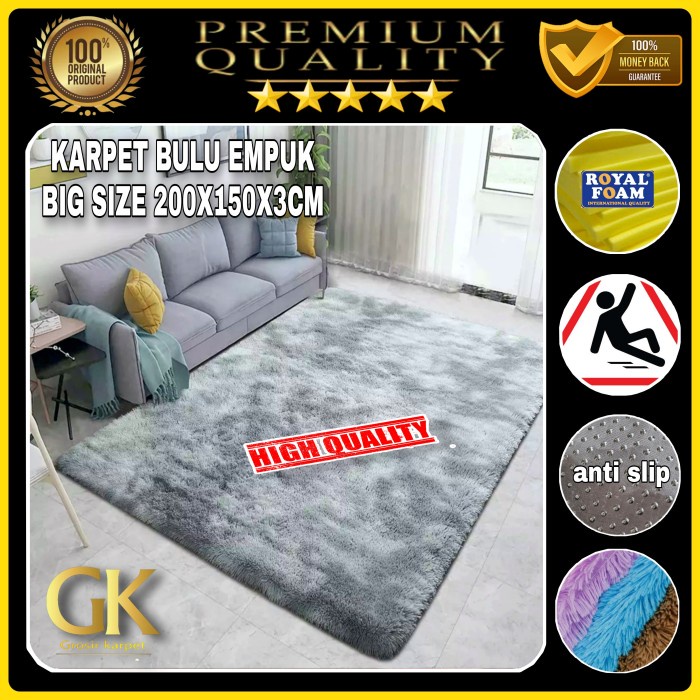 KARPET BULU karpet bulu empuk uk 150x200x3cm - Merah berkualitas kamar tidur karakter jumbo rasfur p