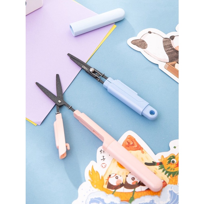 

Hot Sale Deli Portable Pocket Scissors / Gunting Saku Portabel Deli Murah