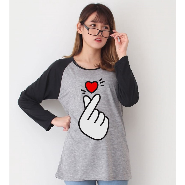 Kaos Raglan Gambar Saranghae | Lengan Panjang | Ukuran M - L - XL -XXL