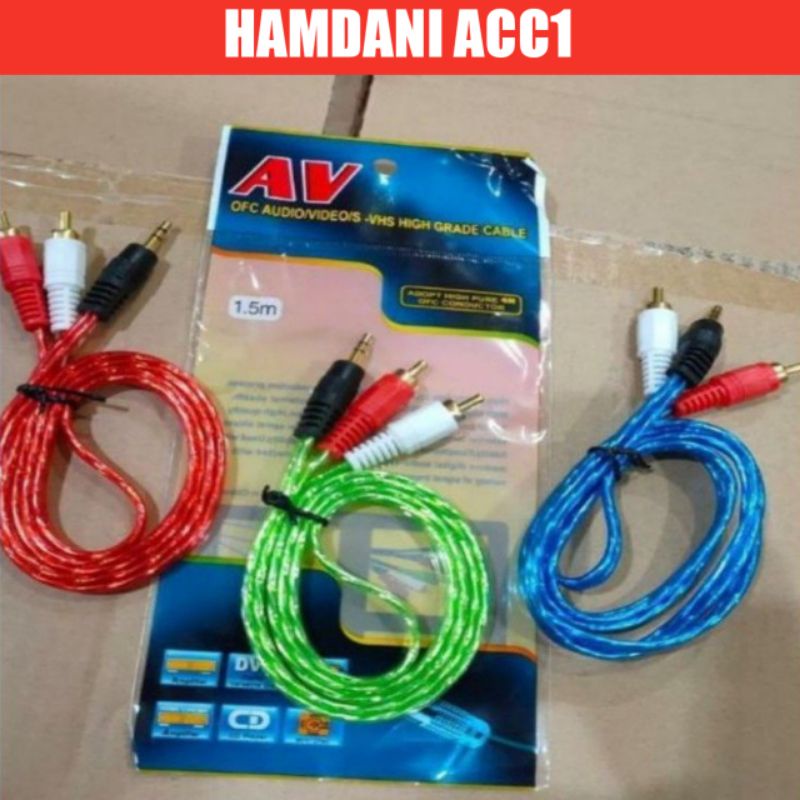 Kabel Aux/Audio 1X2 Jack 1.5M  HP Ke Salon Aktif Bisa