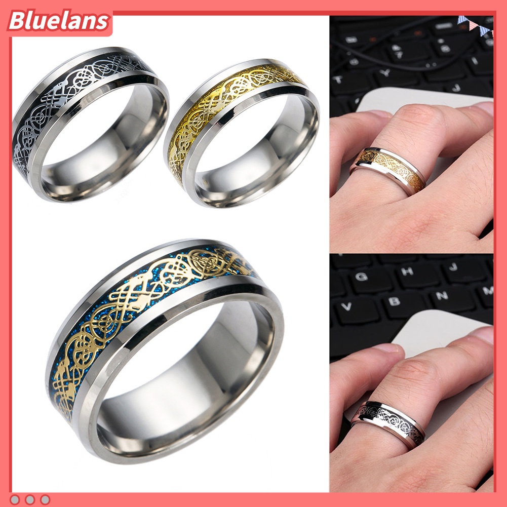 Bluelans Stylish Men Titanium Steel Smooth Surface Wedding Band Finger Ring Jewelry Gift