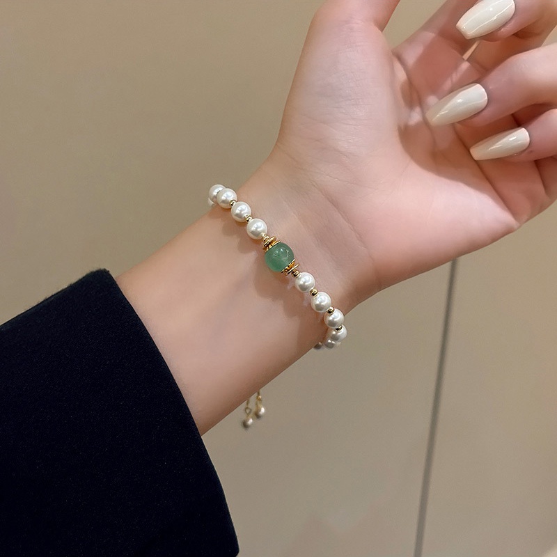 Gelang Mutiara Chalcedony Hijau Untuk Wanita