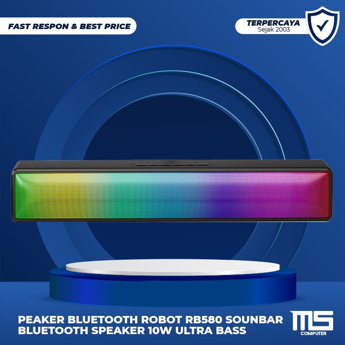 Speaker Bluetooth Robot RB580 Sounbar Bluetooth Speaker 10W Ultra Bass