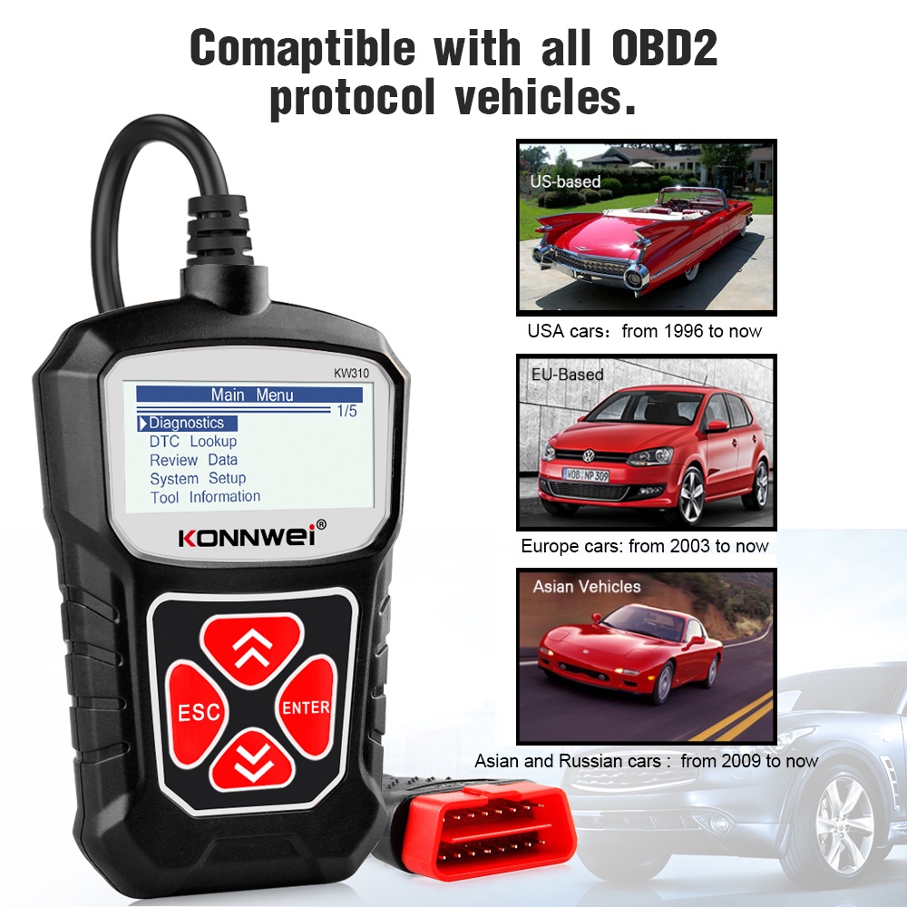 KONNWEI KW310 Universal Obd2 Scanner Car Scanner Odb2 Car Diagnostic Tool Obd Car Diagnostic Scanner Automotive Scanner