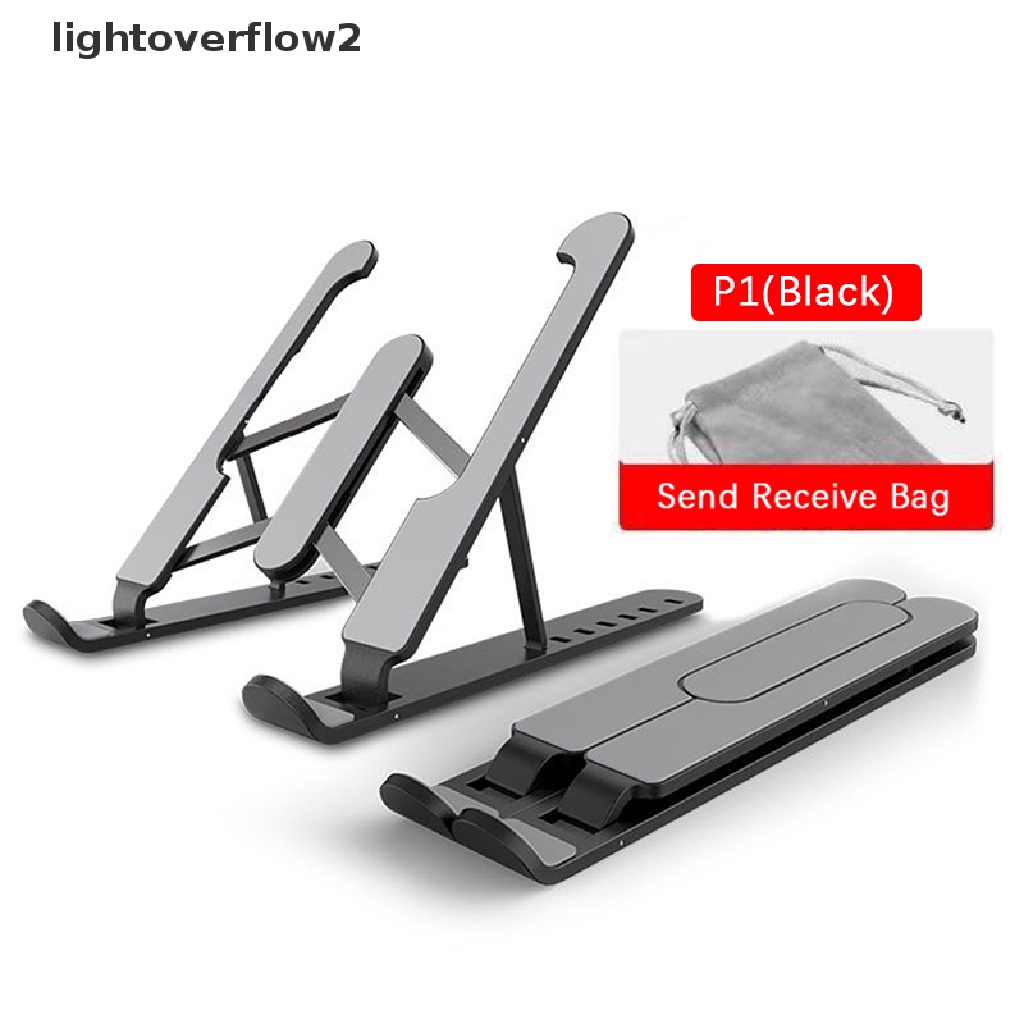 (lightoverflow2) Stand Holder Laptop / Notebook Bahan Aluminum Alloy Bisa Dilipat