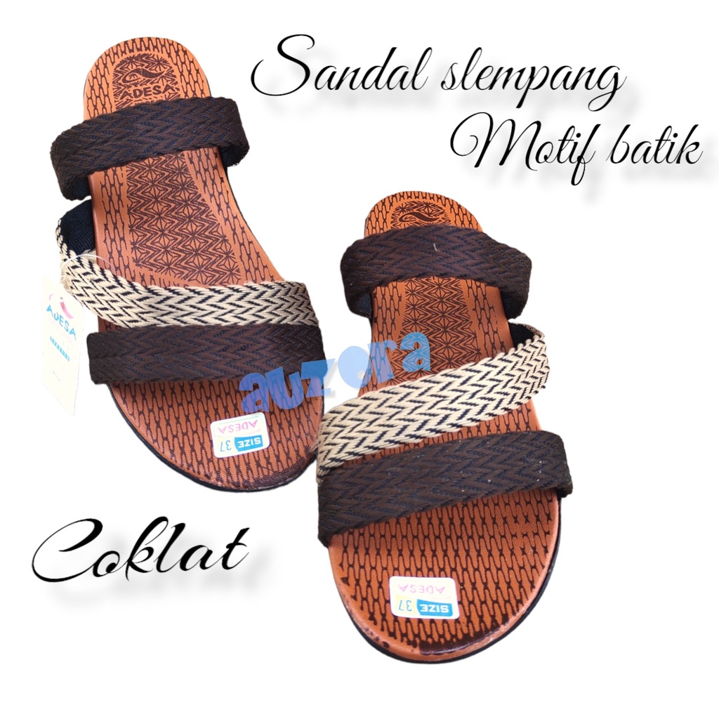 promo cuci gudang sandal murah wanita slempang 3 ban motif batik turki empuk