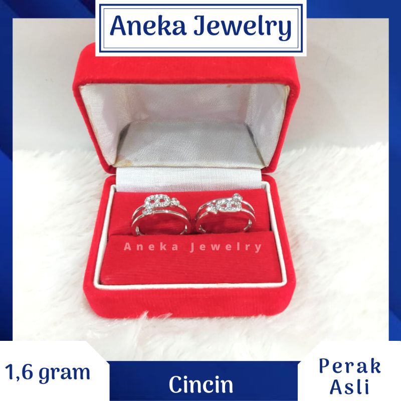 Cincin Ukir Mata2, Perak 925, Sepuh Emas Putih